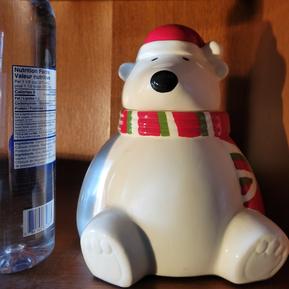 Festive Polar Bear Cookie Jar